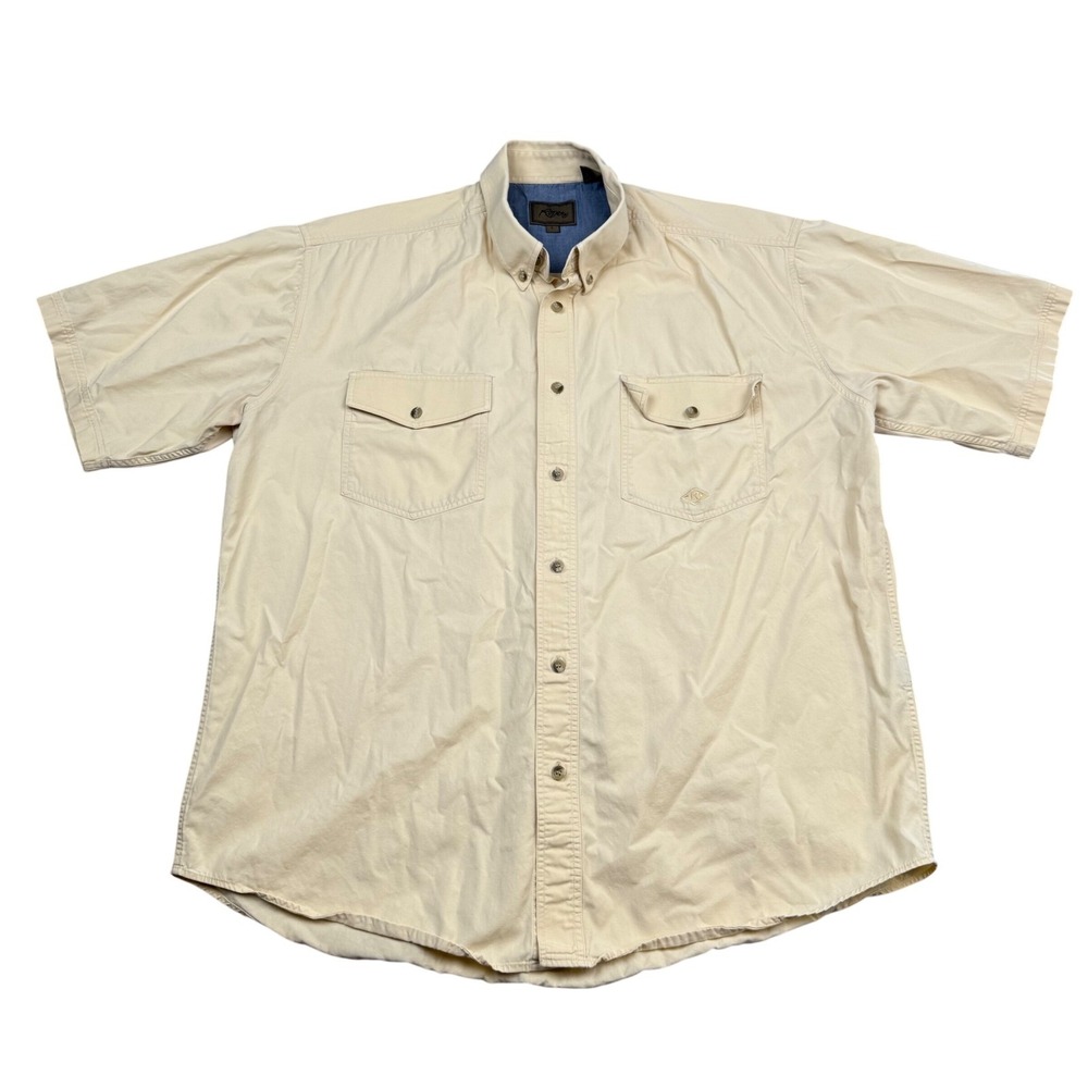 Roper Mens Tan Cotton Twill Short Sleeve Button Down Western Shirt 302363252 L